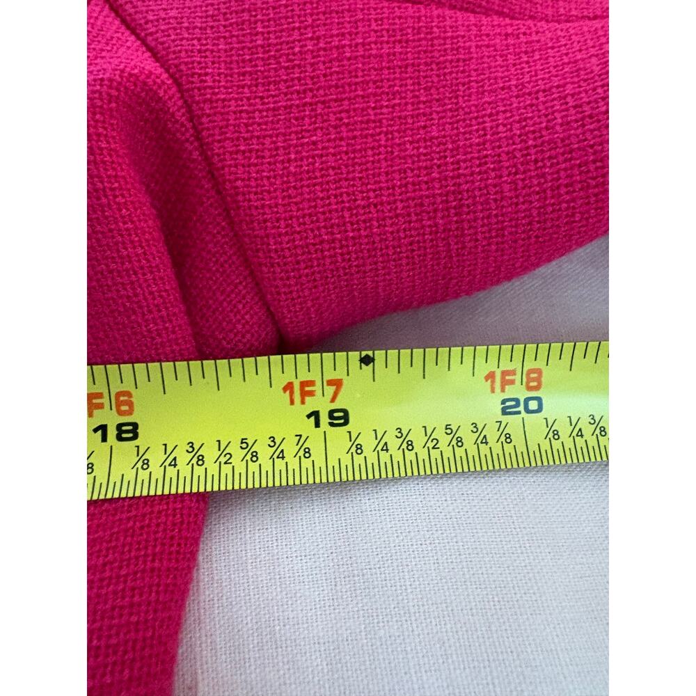Trina Turk Pink Power Suit Blazer Wide Leg Flare Pant Set Gold Button Retro Mod - Picture 12 of 15